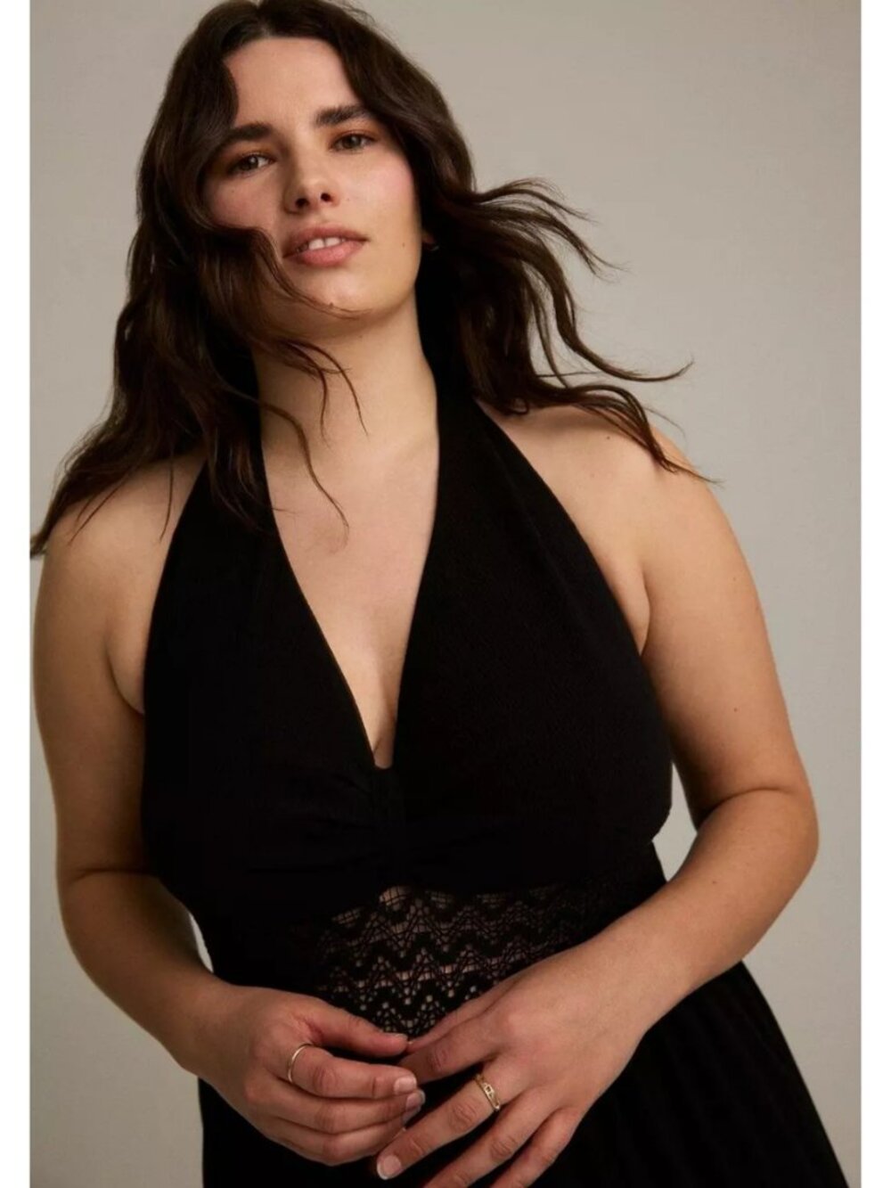 NWT Torrid 2 Festi Black Halter Jumpsuit with Lace Detail 2X 18 20 - Picture 4 of 11